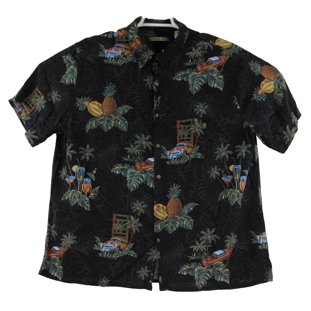 Batek Bay Black Hawaiian Rayon Short Sleeve Button-Up Mens XXL Shirt